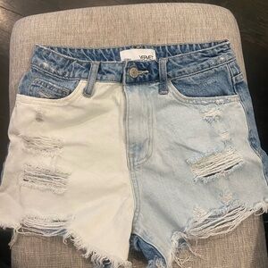 Vervet Light Blue and White Distressed Denim Shorts size XS